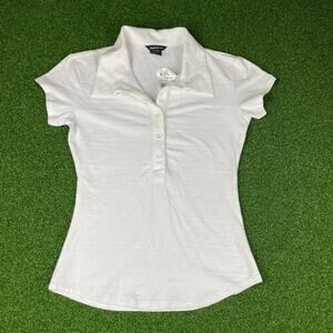 Vintage Y2K NWT Anxiety Cafe White Striped Cap Sleeve Polo Sz S